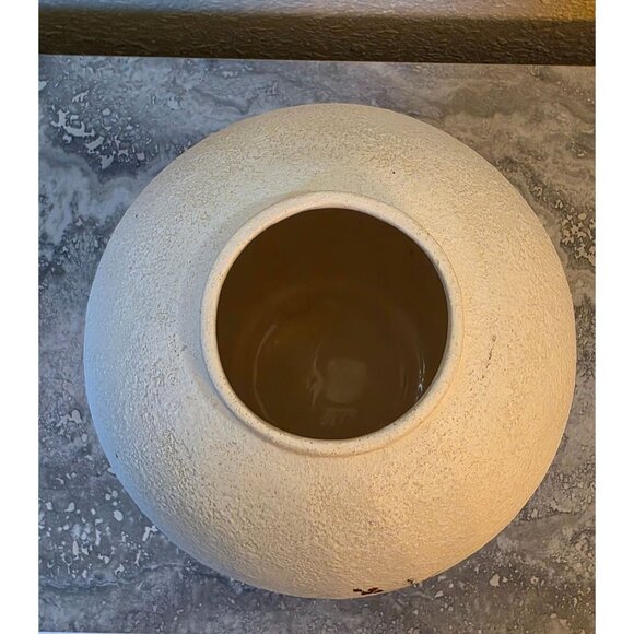 Signed Handcrafted White Textured Vase Red Poppy Floral‎ 10" Tall H.O. - Picture 6 of 10